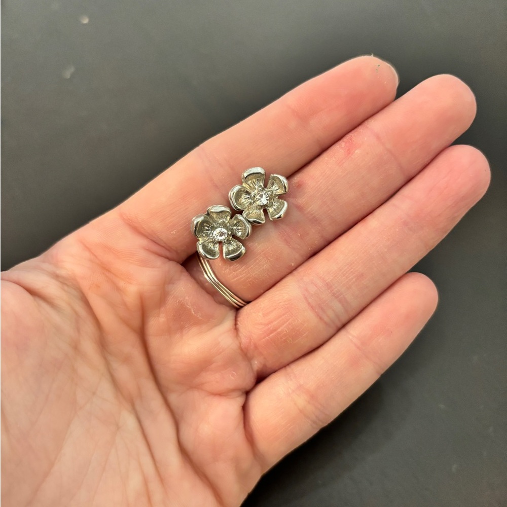 Silver Floral Stud Earrings